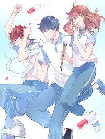 漫画改编片种图鉴插图，分镜格与霓虹配色